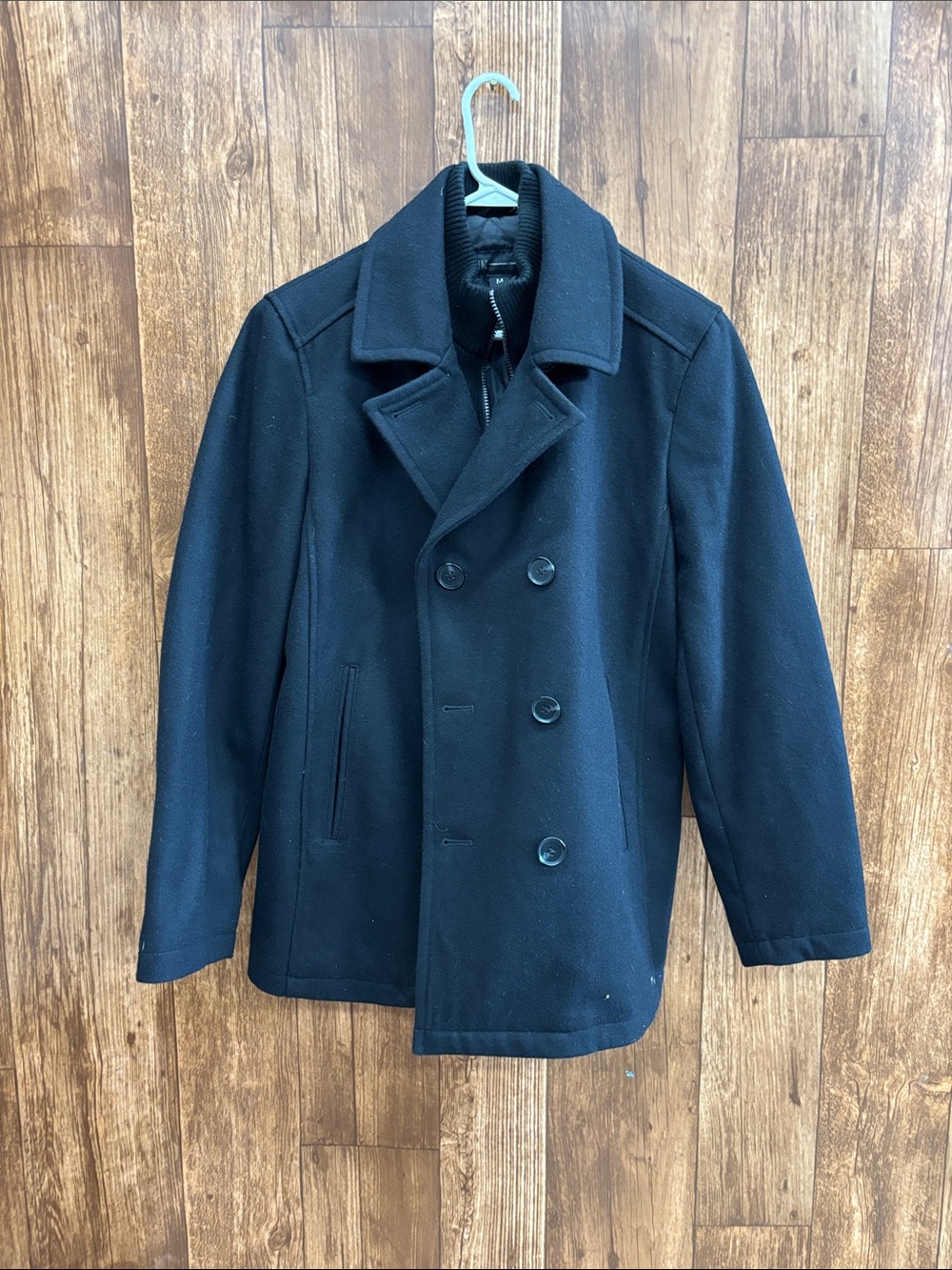 INC International Concepts Men's Black Double-Breasted Wool Peacoat